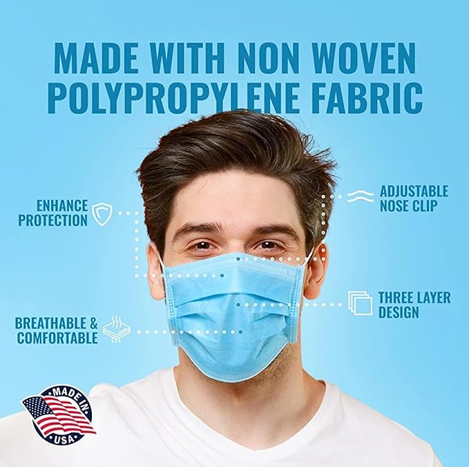 LM&C 3‑Layer Surgical Masks – Individually Wrapped – Cleanroom Manufactured – Breathable Lightweight Disposable Face Covers – FDA‑EUA – Made in USA – 50 Pack
