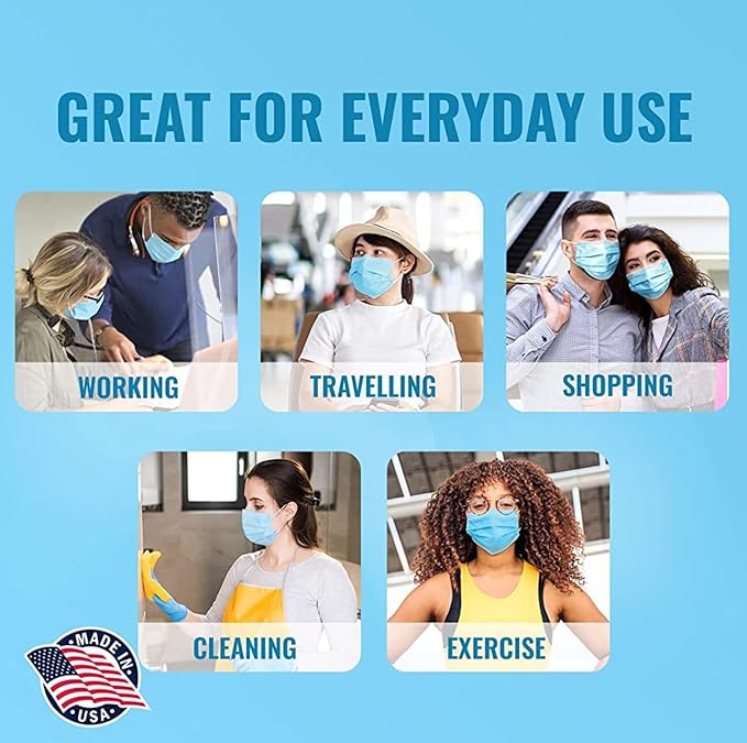 LM&C 3‑Layer Surgical Masks – Individually Wrapped – Cleanroom Manufactured – Breathable Lightweight Disposable Face Covers – FDA‑EUA – Made in USA – 50 Pack